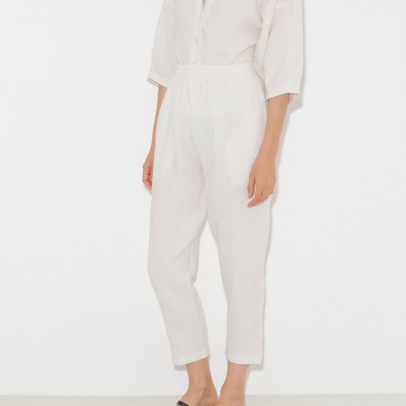 Ilana Kohn White 100% Linen Nico Ankle Pants M - Picture 5 of 5